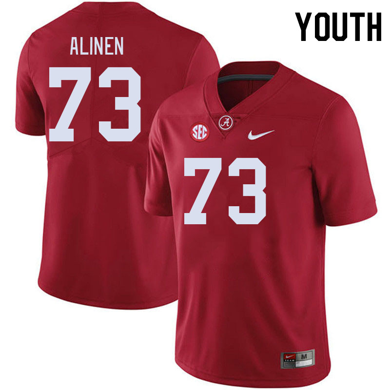 Youth #73 Olaus Alinen Alabama Crimson Tide College Footabll Jerseys Stitched-Crimson